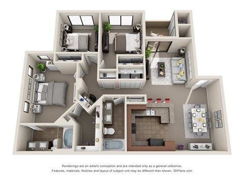 Colton Apartments in Henderson, Nevada Three Bedroom Floor Plan